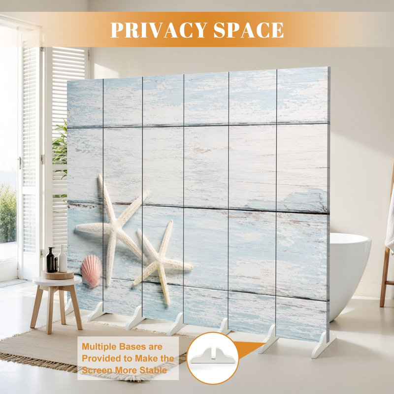 Cloison pliante 6 panneaux paravent Royal White, 6, 71" H x 96" W x 1" D
