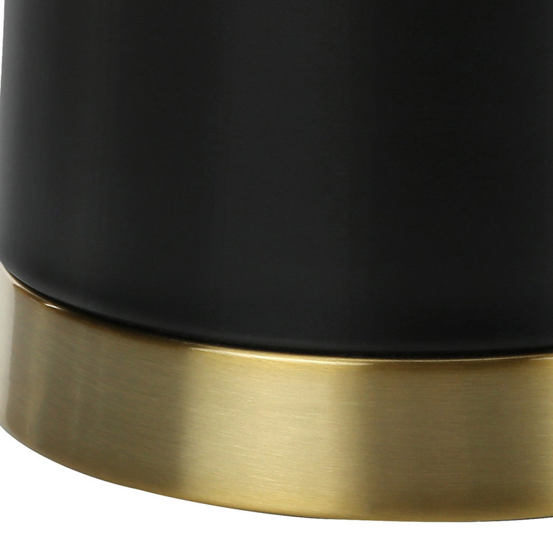 Lighting, H 28 po, lampe de table, métal noir, abat-jour beige, contemporain