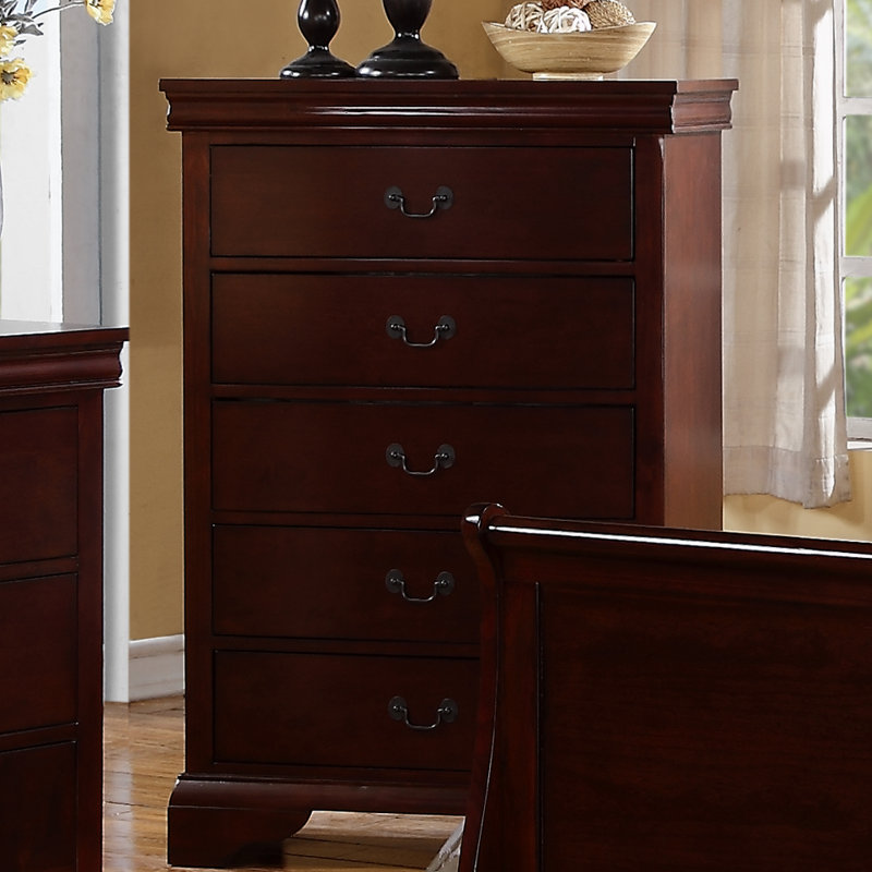 Commode 5 tiroirs l 32 po Venice, Brun
