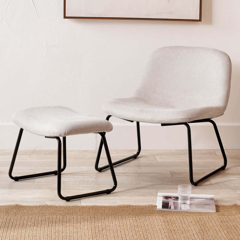 Chiara Upholstered Chenille Side Chair With Footstool