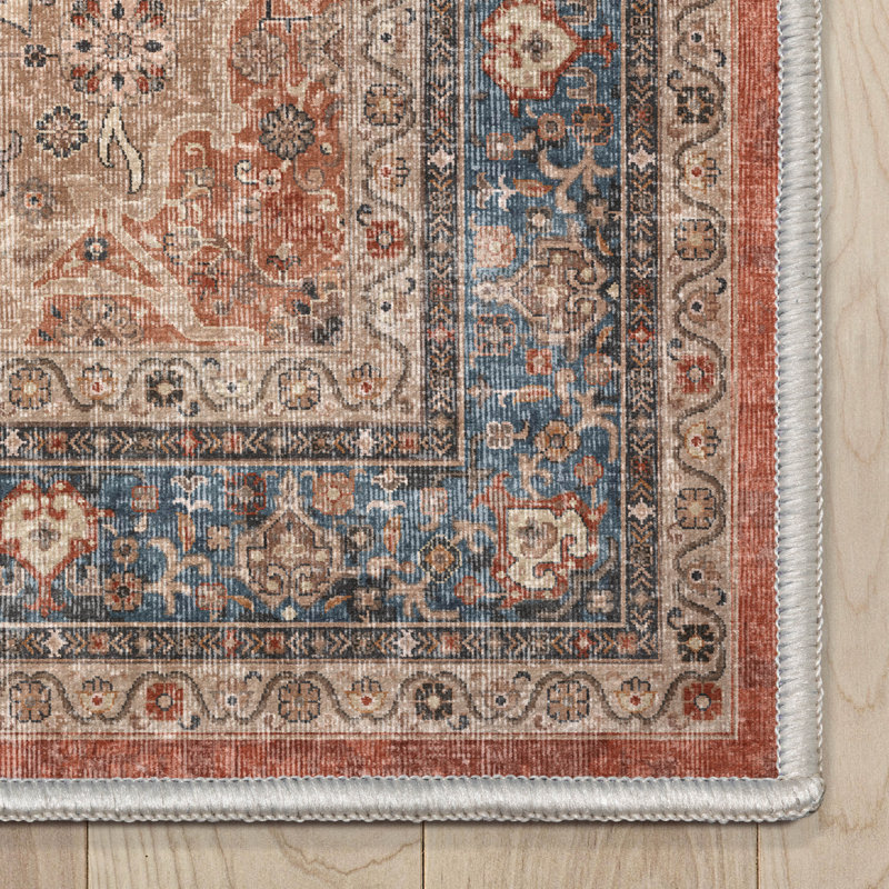  Asha Lilith Vintage Oriental Flatweave Red Blue Area Rug, Rectangle 3'11" x 5'3"