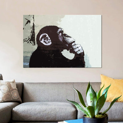 The Thinker Monkey by Banksy - Print on Canvas