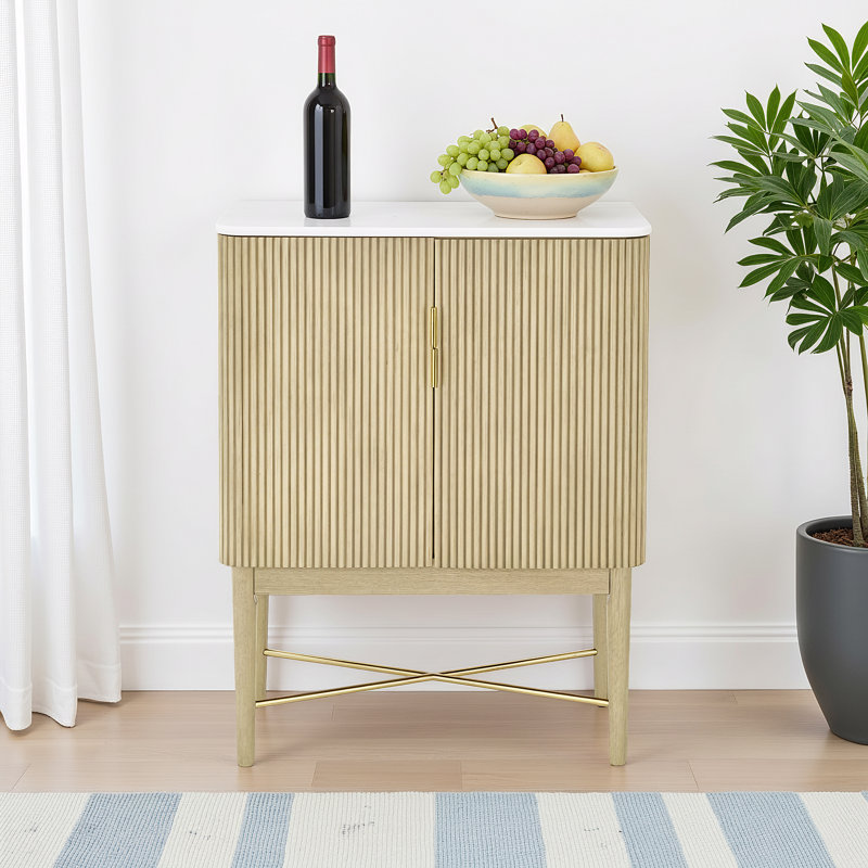 Armoire à vin à plateau en marbre Identiya, Black