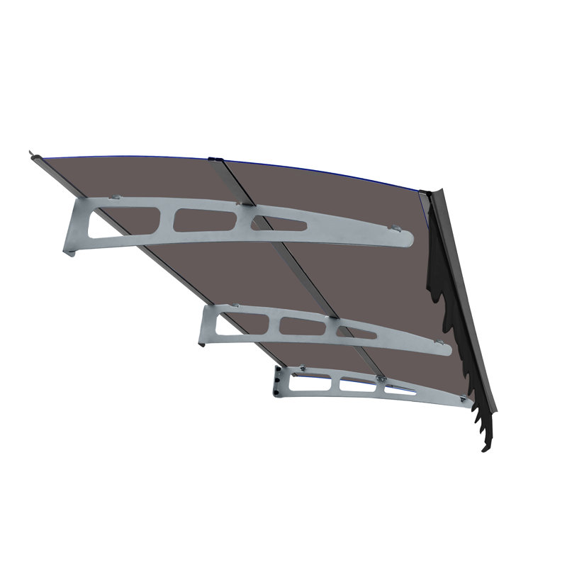 79" X 34" Door Entrance Canopy With Polycarbonate - Aluminum Alloy Brackets Uv80+ Resistance Concrete House Brown Valance Window Awning Stable Bracket And Sheet