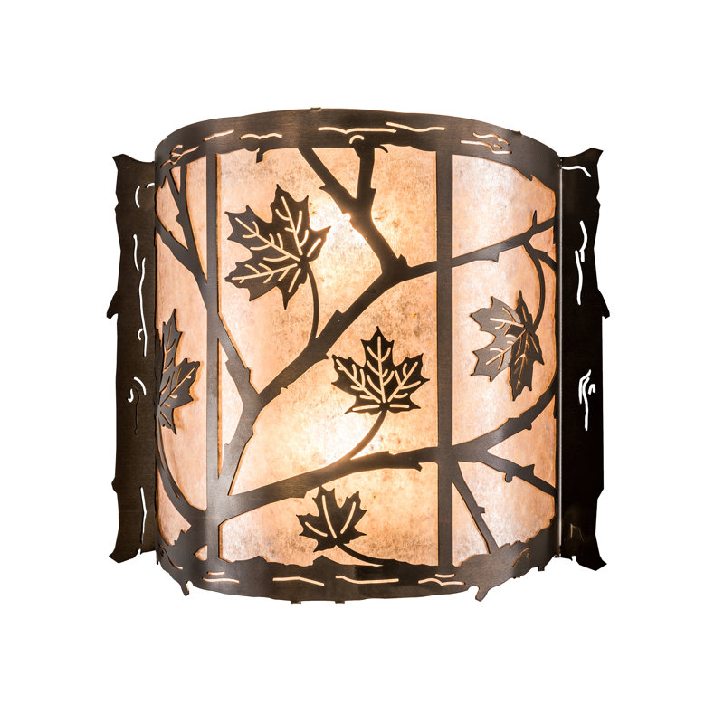 Antique Copper Maple Leaf 2-Light Wall Sconce