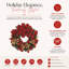 Holiday Wreath with Red and Gold Leaves, Ornaments, Pinecones and Velvet Bows