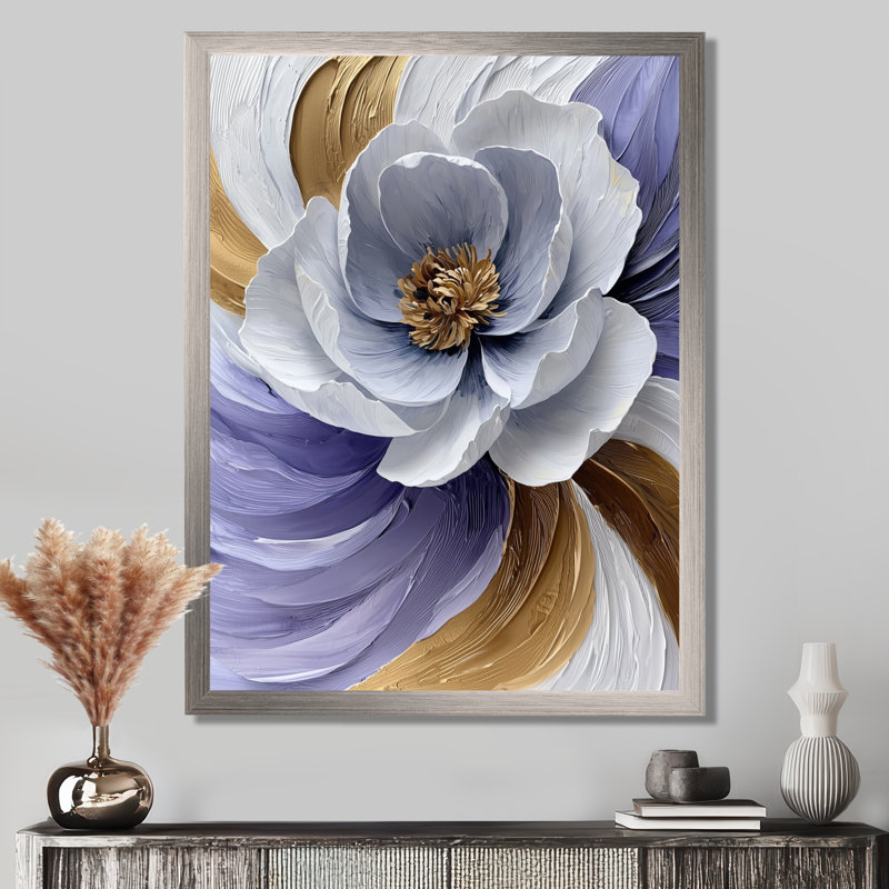 Starrett - Art mural abstrait, Argent argent, H 44 po x l 34 po, Reproduction encadrée d'une seule photo