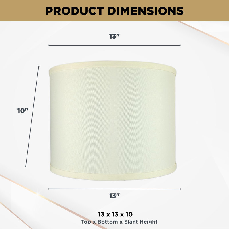 Easy Assembly Hardback Drum Lamp Shade, 2-Pack, 10" H x 13" W x 13" D, Eggshell