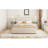 Queen Upholstered Platform Bed with Reading Lights, Drawers, Trundle and Shelves, Beige-2075785156