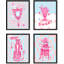 «Pink Mirror Drink Tiger Collages Shapes» - Ensemble de 4 reproductions de cadres photo simples-97782259-97782260