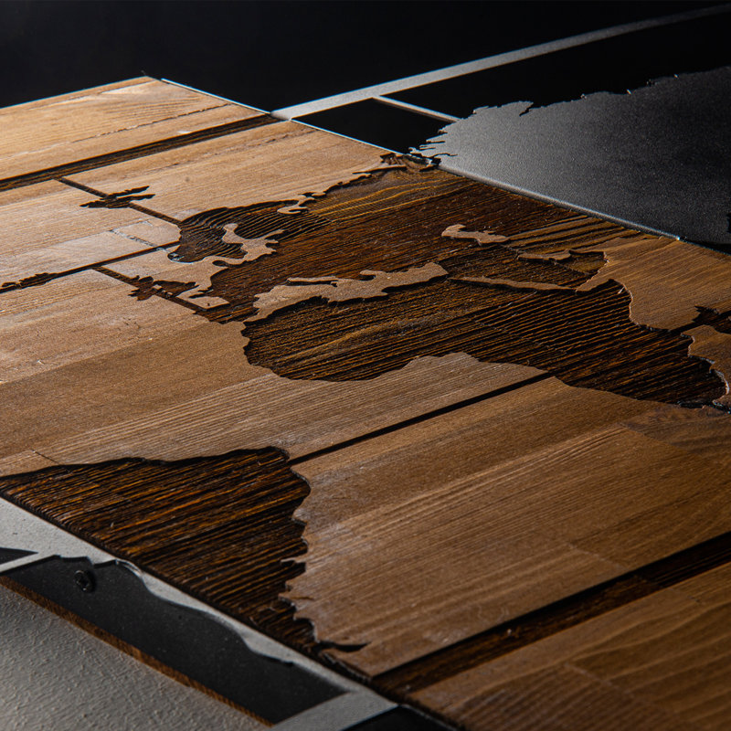 Accessoire mural décoratif en bois, noir et noyer, 33,5 po x 22,8 po | Cadre 100% métal (épaisseur: 0,05 po) et envers 100% bois (épaisseur: 1,2 po) | Décoration intérieure élégante pour les espaces de vie modernes