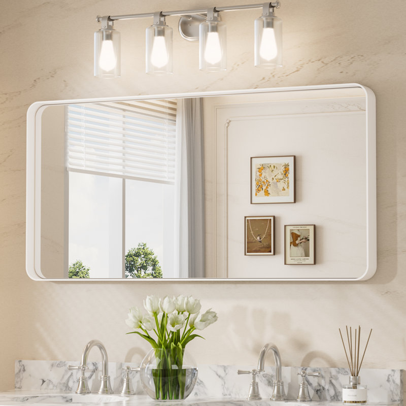 Miroir d'appoint Tyro, Blanc, 48 po x 24 po, Rectangulaire
