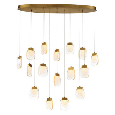 Paget Integrated LED Multi Drop Gold Chandelier