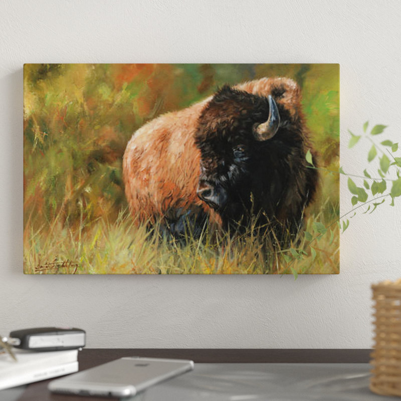 « bison i », impression sur toile, H 12 po x l 18 po x P 1,5 po, Pas de tapis, Toile tendue