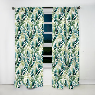 Leafy Tranquility Tropical Pattern I - Tropical Velvet Curtain - Room Darkening - 1 panel