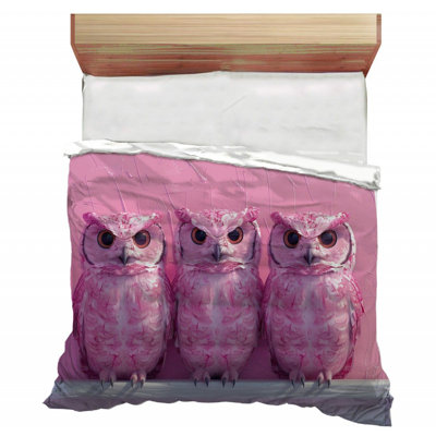 Pink Owls Birds Comforter