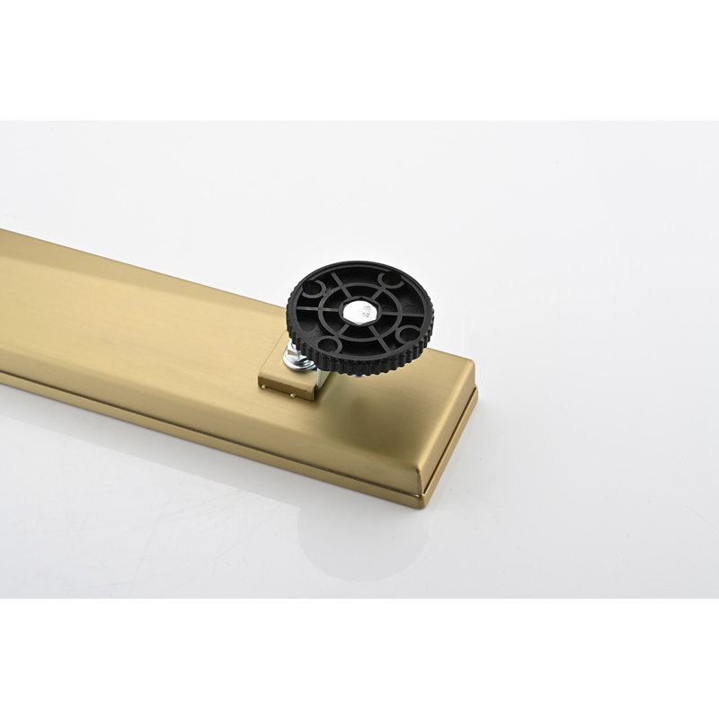 28 Inches Linear Shower Drain, Included Hair Strainer And Leveling Feet, Brushed Gold