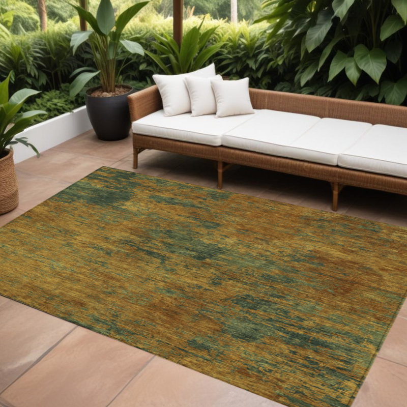 Tapis extérieur lavable intérieur cuivre et vert 9 pi x 12 pi