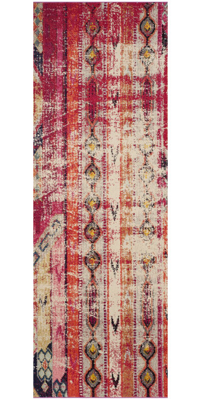 Almyra Southwestern Pink Area Rug, Runner 2'2" x 8'