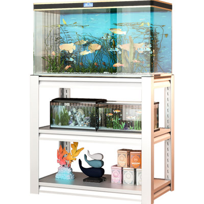 40 - 50 Gallon Aquarium Support, Metal Fish Tank Stand, 31.5" L X 18" W 34" H, 3 Adjustable Shelves, & Dependable, -, Floor Protection Pads, Effortless Installation Process Platform, Shelf, Strong ,