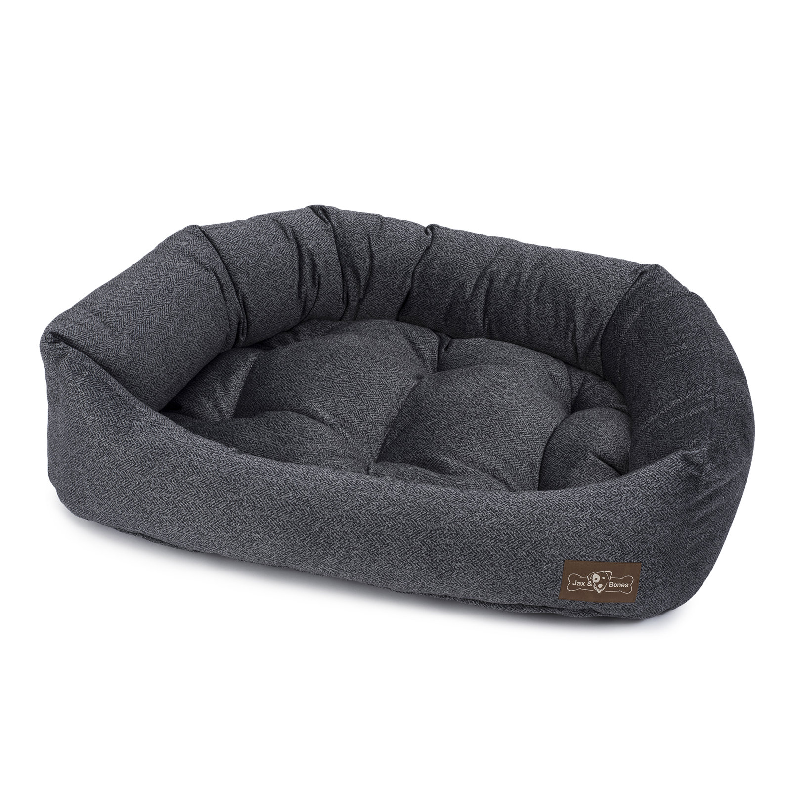 Herringbone Velour Pet Bed, Medium (35" W x 27" D x 8.5" H), Herringbone Twilight