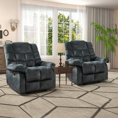 38.9" Wide Cozy and Supportive Manual Recliner Chair with Heat and Vibration Massage (Set Of 2)