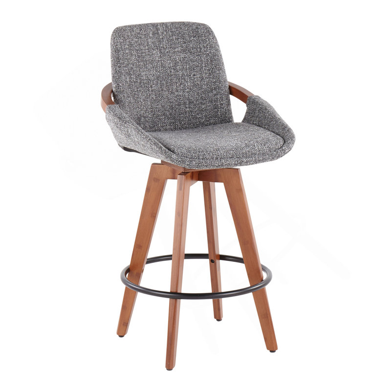 Tabouret de comptoir Cosmo Mid-Century en tissu noyer et gris par Lumisource