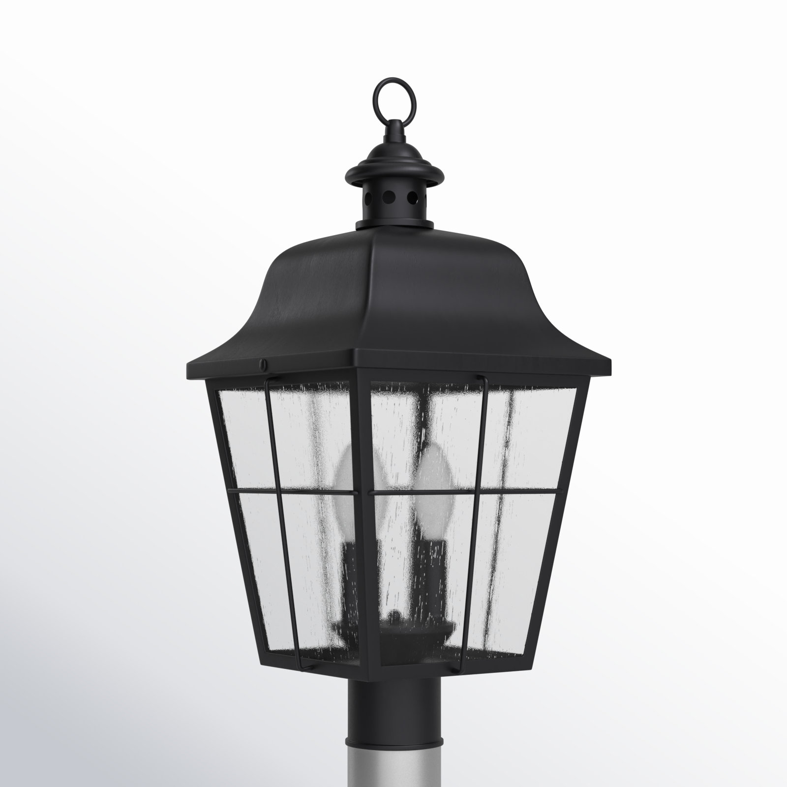 Merton Seeded Outdoor Lantern Head, Mystic Black