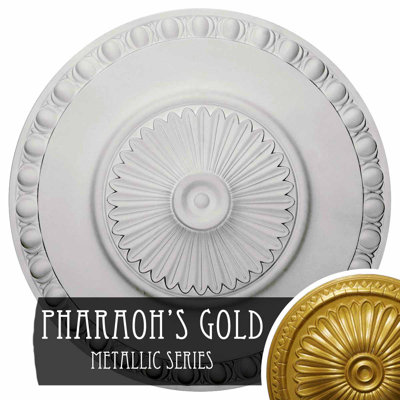 Endurathane Lyon Ceiling Medallion, 23 1/2"OD x 3 1/4"P (Fits Canopies up to 3 5/8"), Hand-Painted Pharaohs Gold Finish