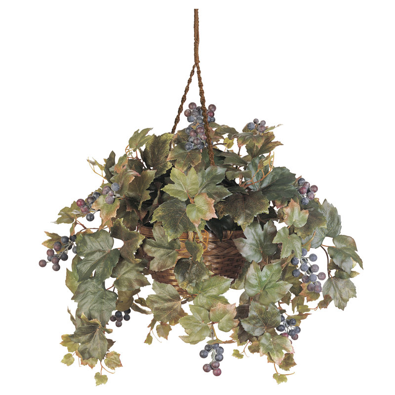 22'' Faux Grapevine Plant in Wood Basket