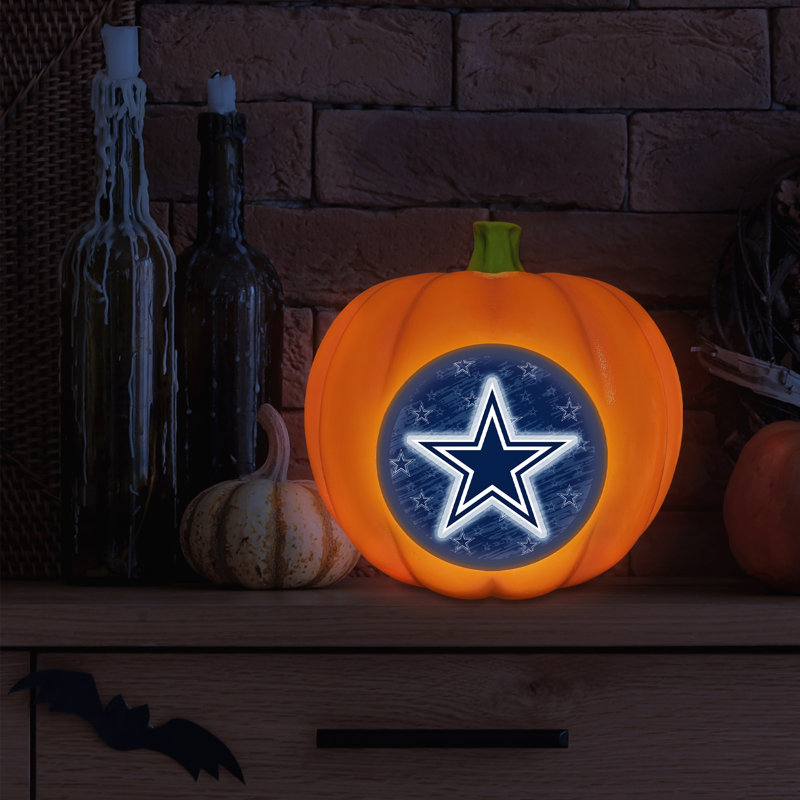Décoration citrouille en résine avec logo DEL 3D des Cowboys de Dallas (NFL) | 25 cm