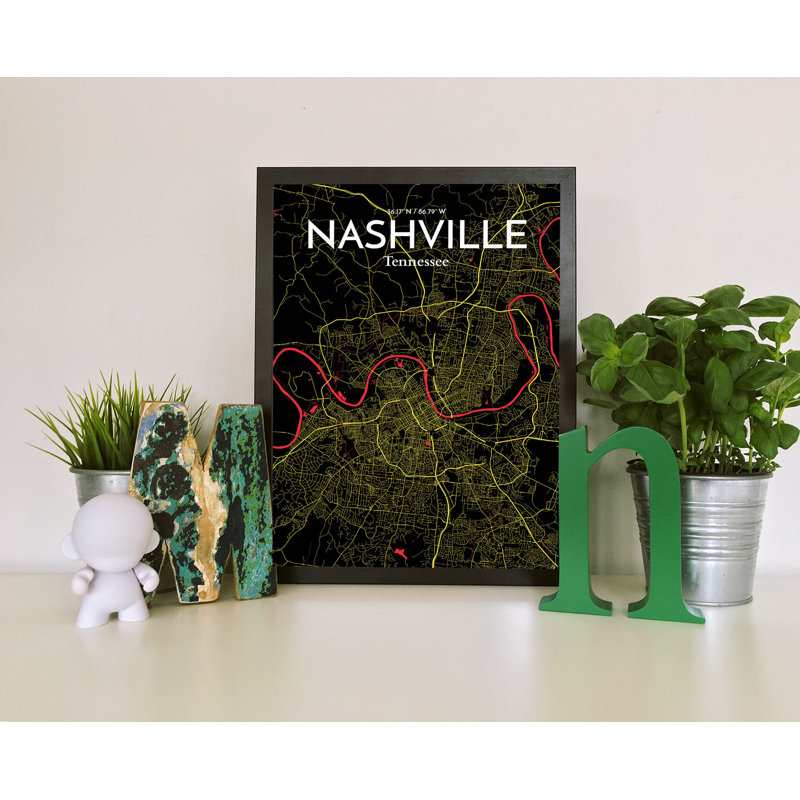 Nashville City Map - No Frame Print, 70.8 cm H x 40.6 cm W