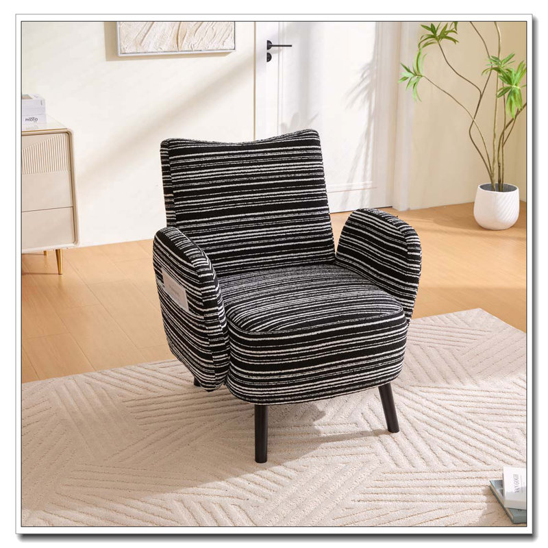 Boucle Upholstered  Accent Chair, Black