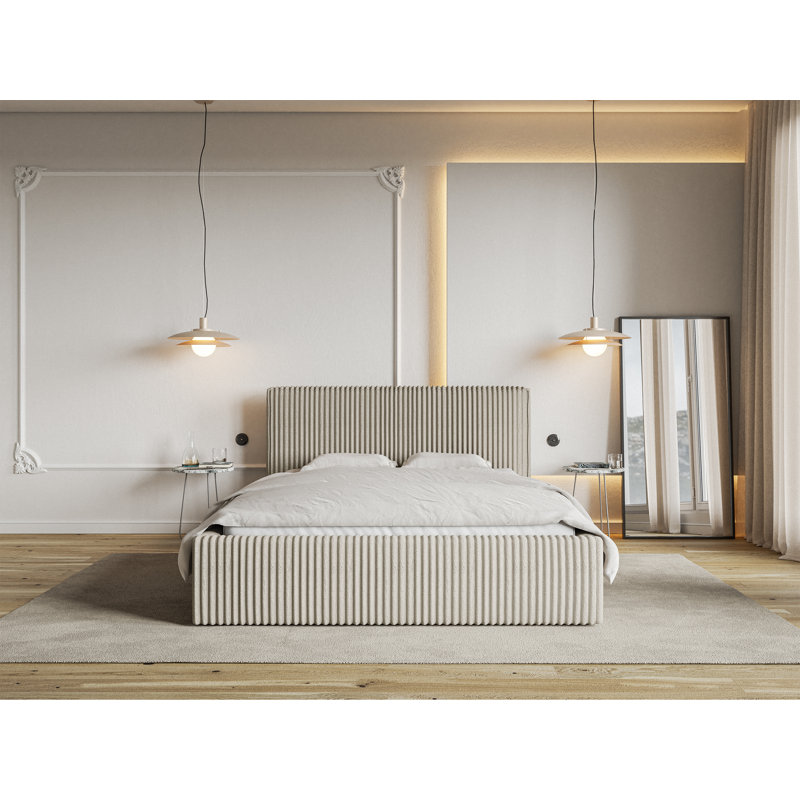 Angeleen Upholstered Ottoman Storage Bed, Beige, King (160 x 200 cm)
