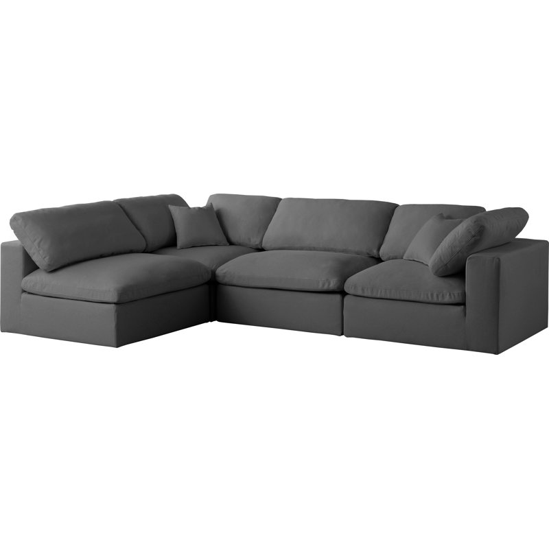 Canapé modulaire en velours réversible de 105 po de large Jocqua, Velours gris