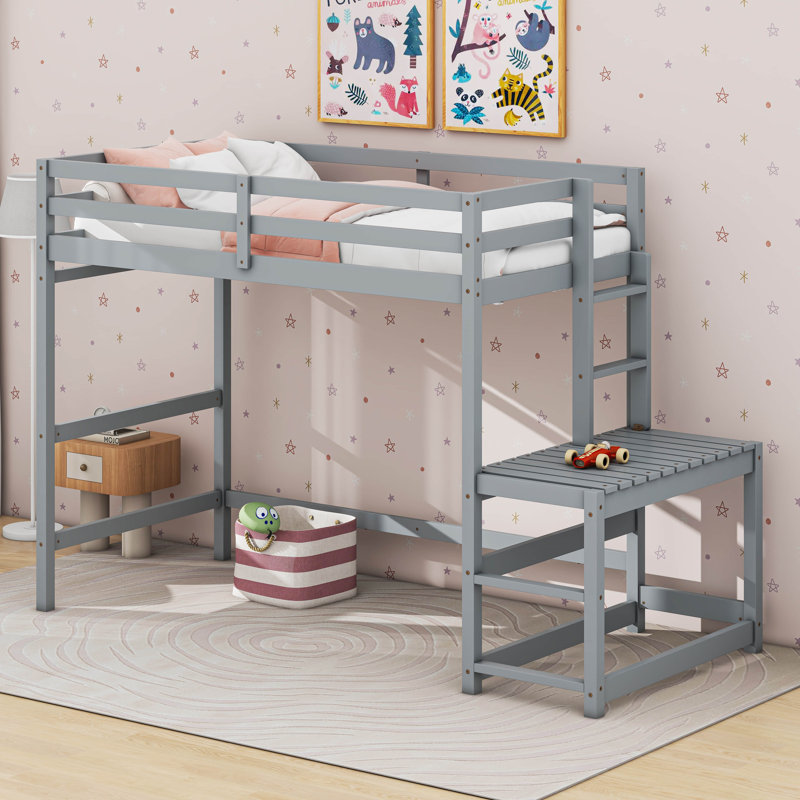  Lit mezzanine simple avec plateforme Ivoire, Gris