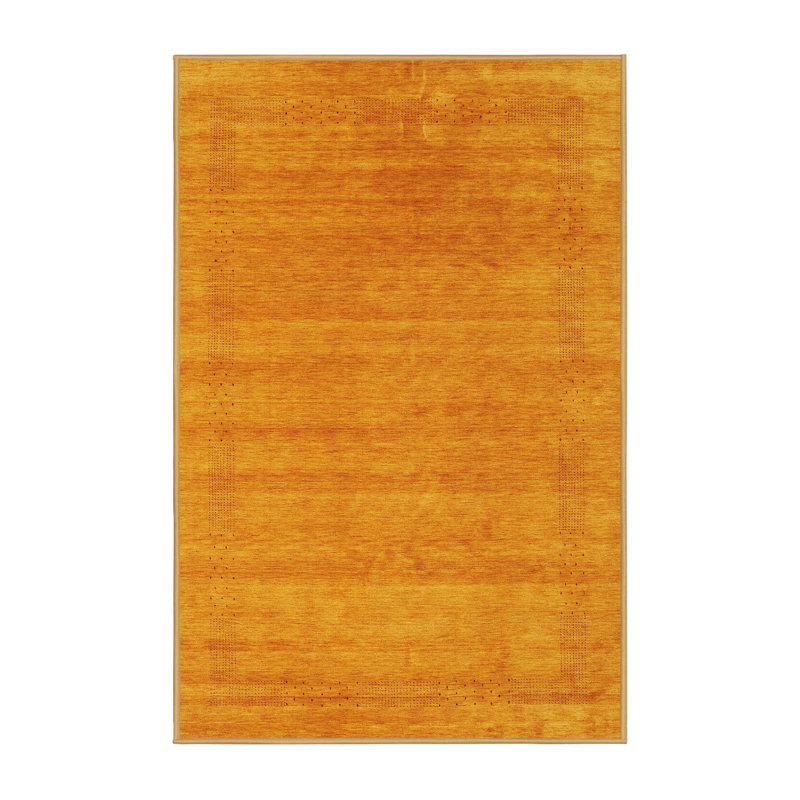 Tapis de zone orange contemporaine, Rectangle 7 pi x 10 pi