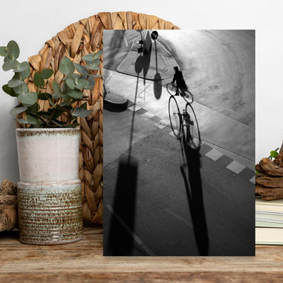 «City Cyclist Shadows Abstract Contemporary City», reproduction d'art murale