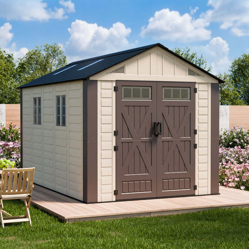 Abri de jardin de 2,44 m x 1,83 m avec plancher et double porte verrouillable, 8' W x 6' D