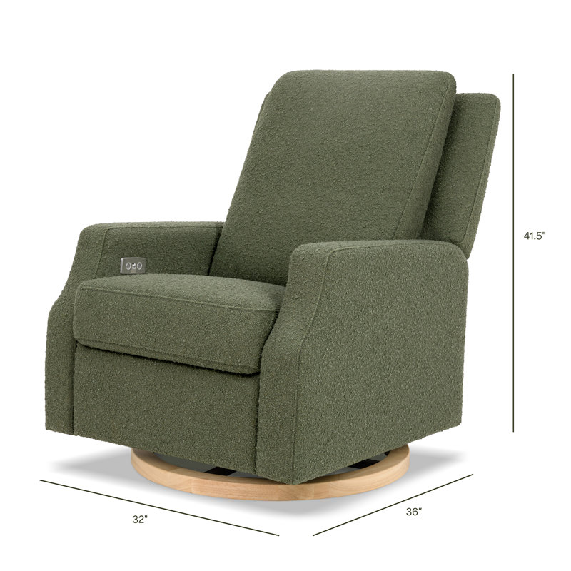Crewe Electronic Recliner and Swivel Glider in Eco-Performance Fabric, Olive Boucle
