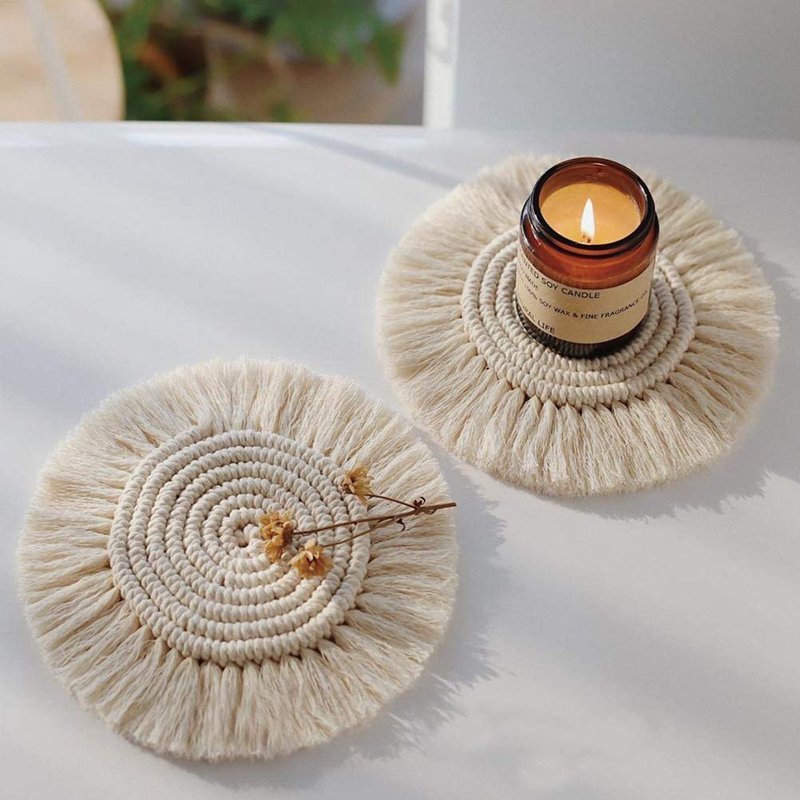 Sous-verre en macramé, Crème