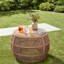 Table d'appoint ronde en bois d'acacia pour patio, 70 cm (27,56 pouces), style côtier moderne, avec corde.