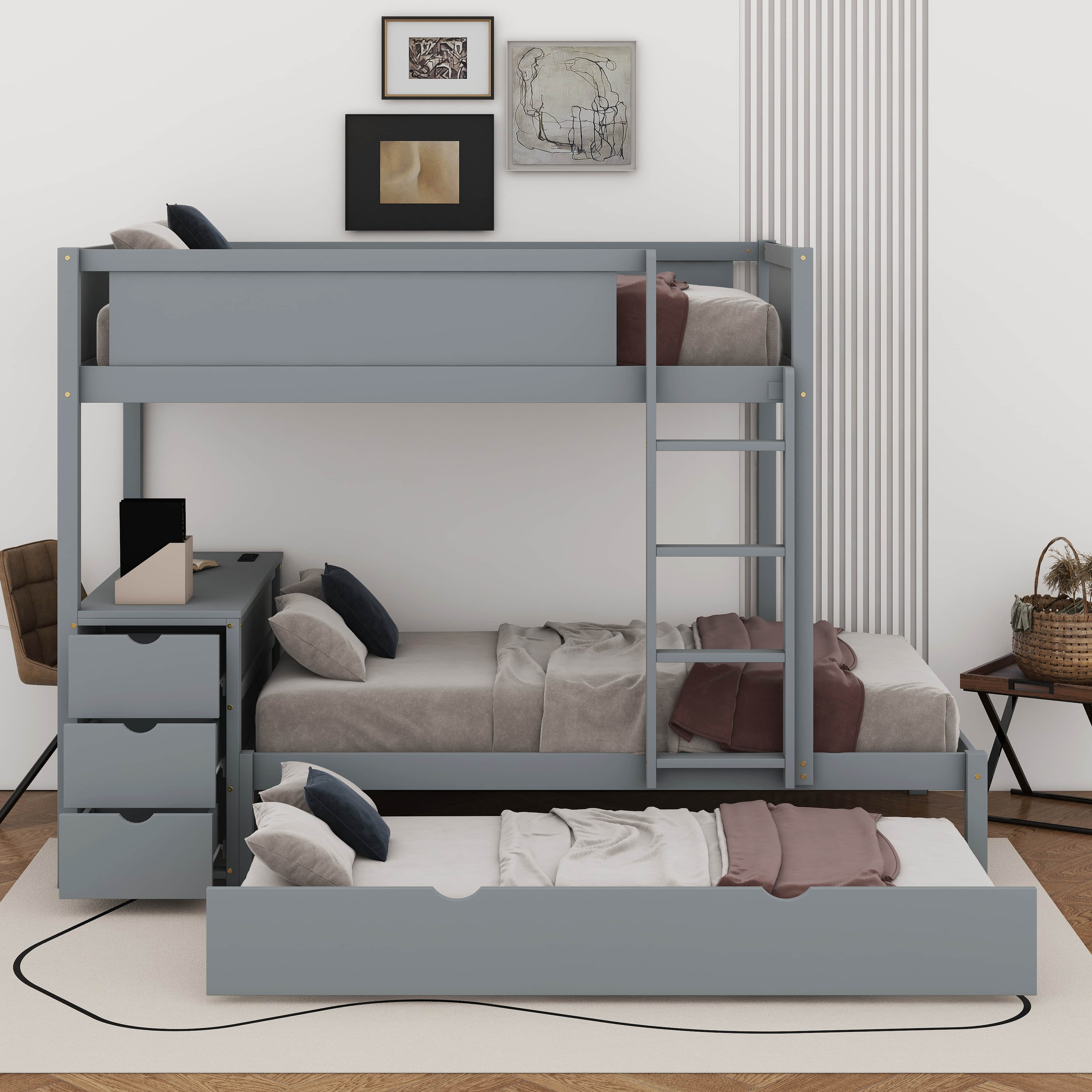 Harriet Bee Bunk Bed With Trundle And Desk - Wayfair Canada