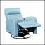 Fauteuil inclinable luxueux en cuir bleu avec mouvement pivotant, structure en bois massif et mousse haute densité pour un confort ultime