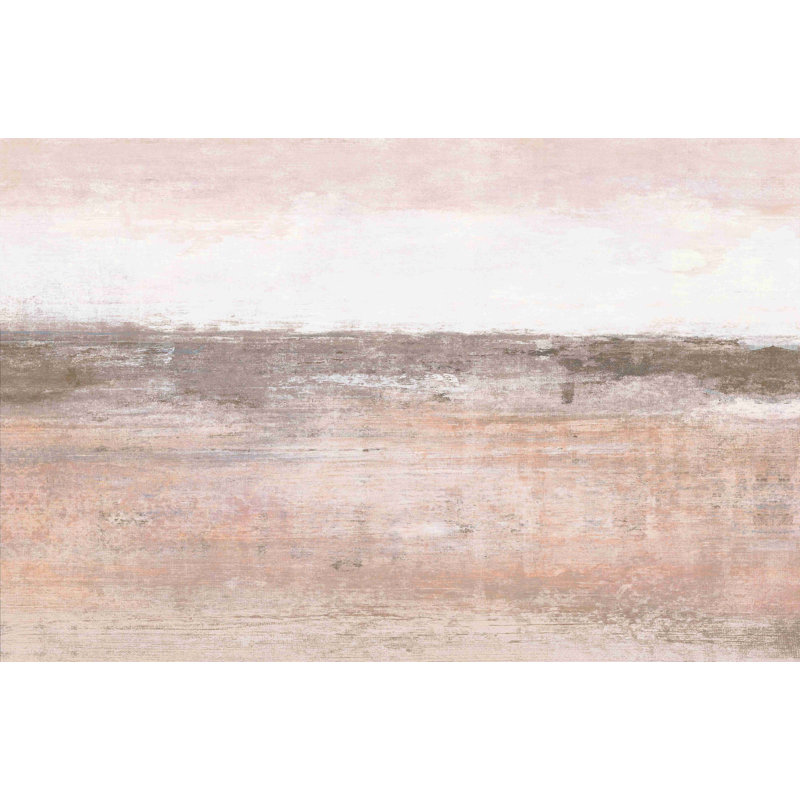 Rosé et gris - peinture sur toile tendue, H 24 po x l 36 po, Non, Imprimé avec cadre noir