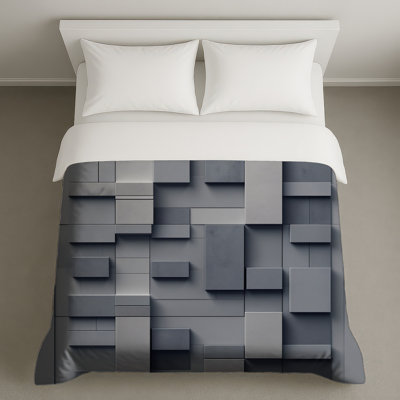 Housses de couette géométriques à blocs gris