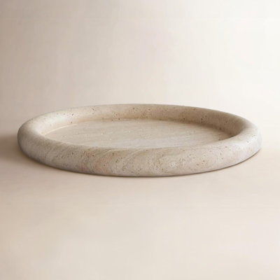 Travertine Small Round Tray Cream