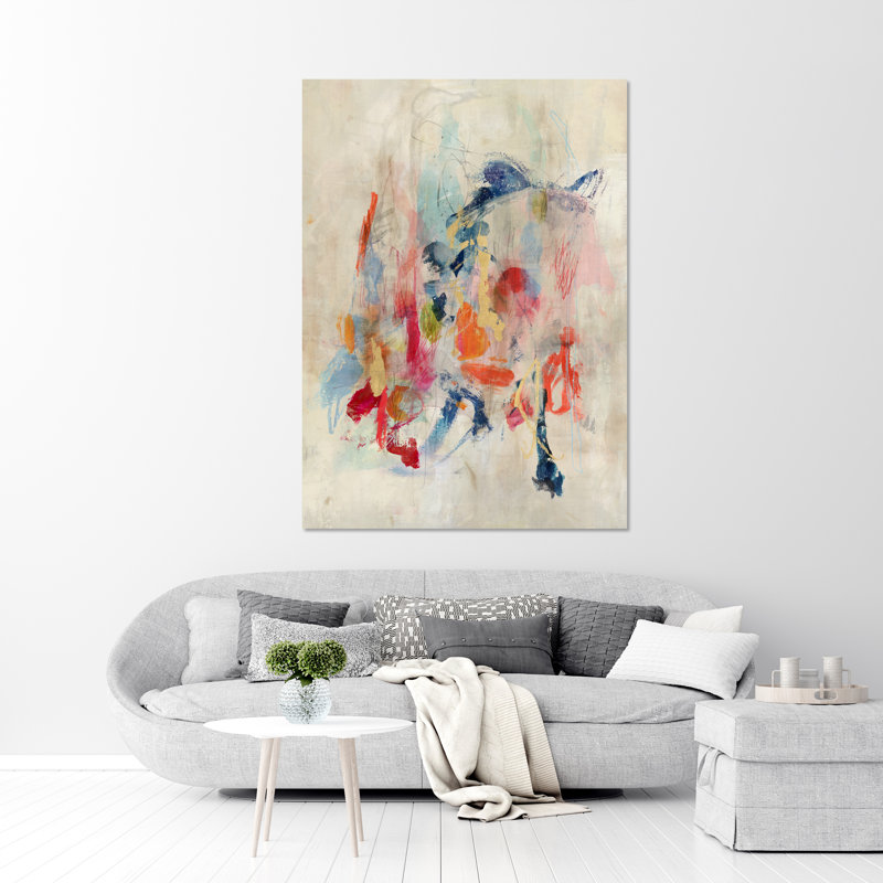Playful Movement Painting by Mari Urasawa, Glass Coat, 33" H x 24" W, No Frame