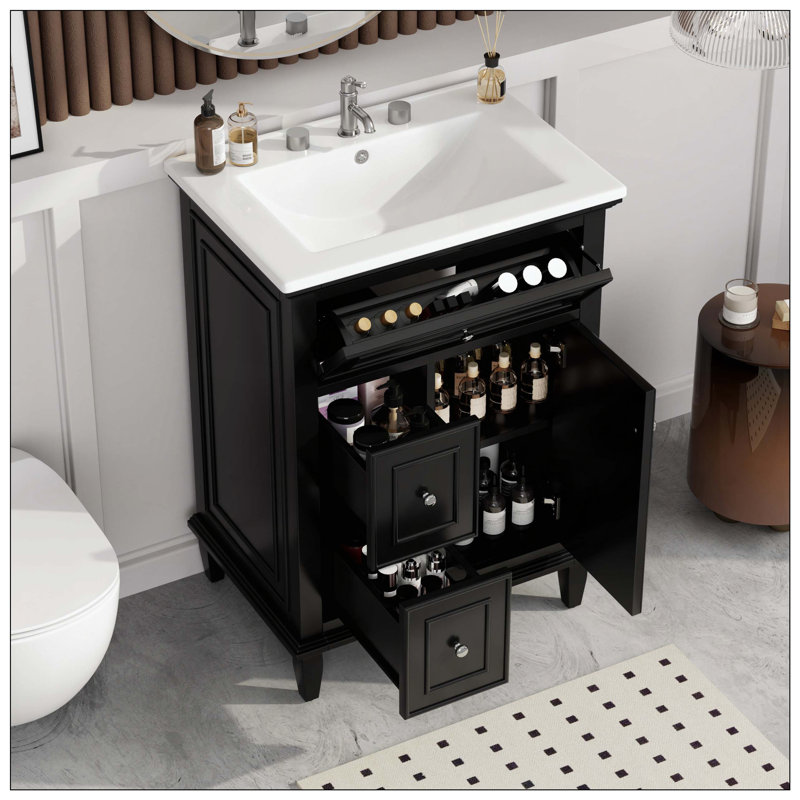 Armoire de meuble-lavabo de salle de bain, Black