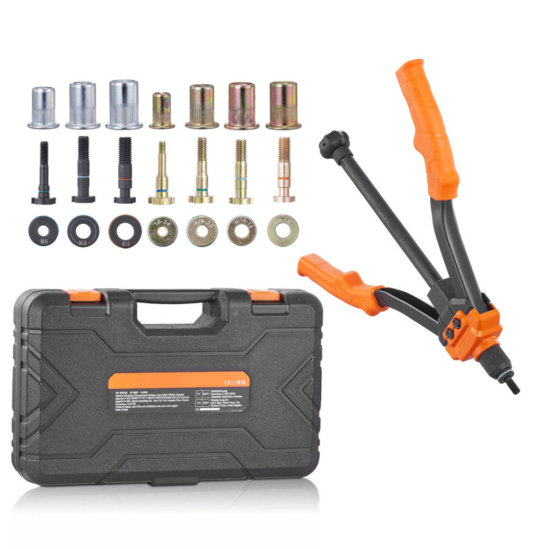 Outil pour écrou à riveter VEVOR, trousse à outils 14 po avec 7 pièces métriques et mandrins SAE